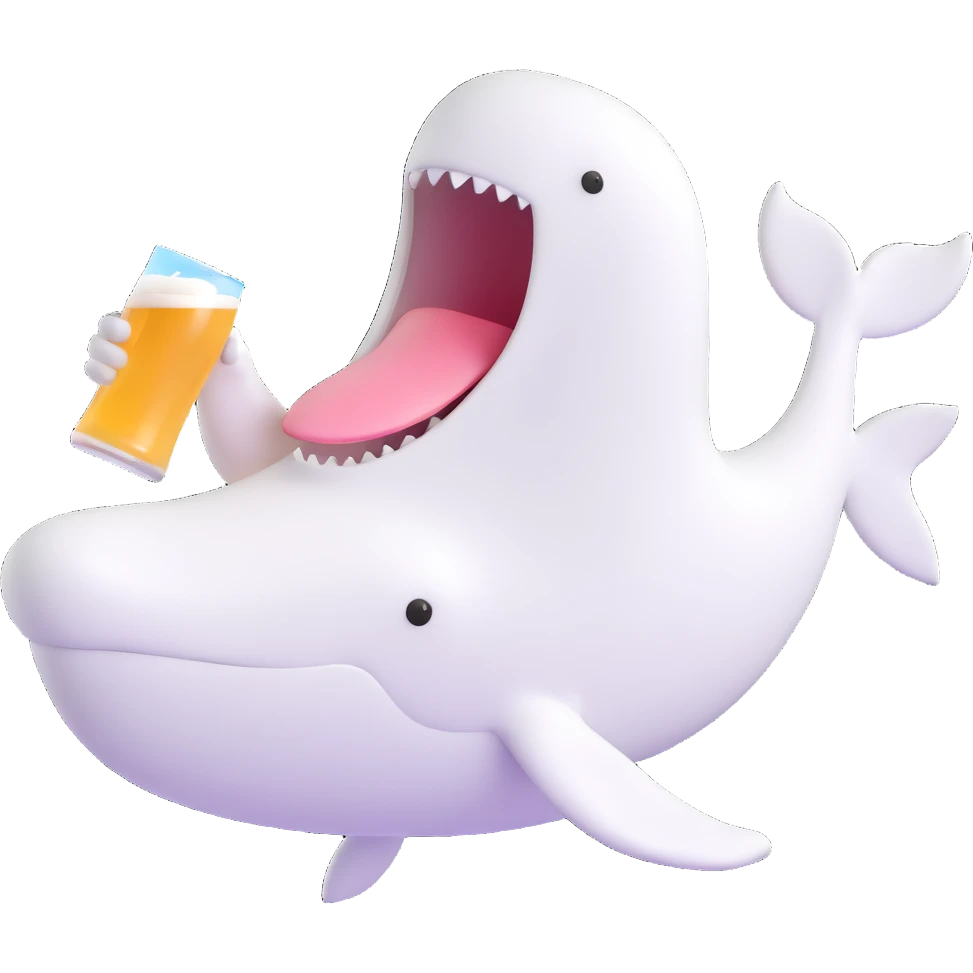 white whale with beer emoji