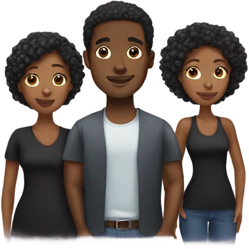 Younger Black man with two black women  emoji
