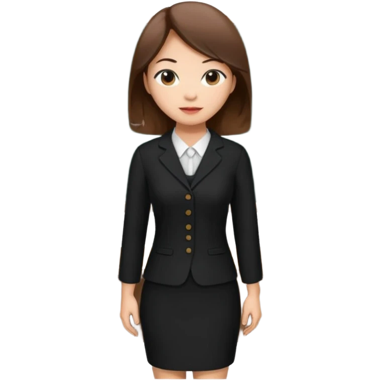 asian young woman brown-haired teacher in black daily dress  emoji