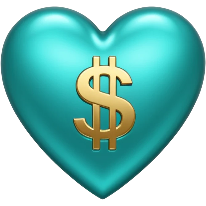 Teal heart with dollar signs emoji
