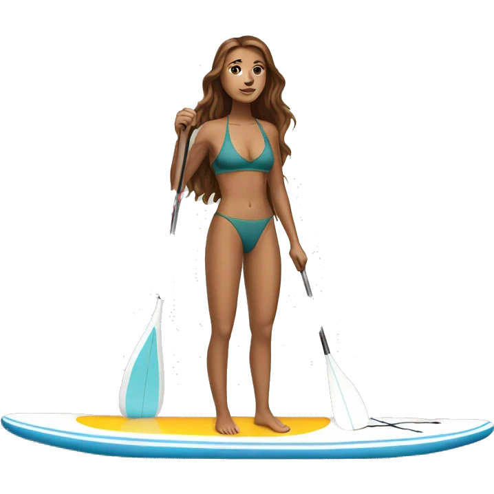 Paddle boarding girl long brown hair  emoji