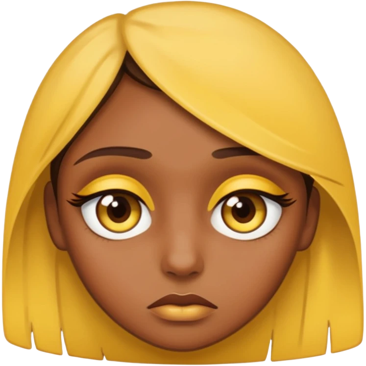 Make a sad eyes with browns on top of an eye using yellow emoji