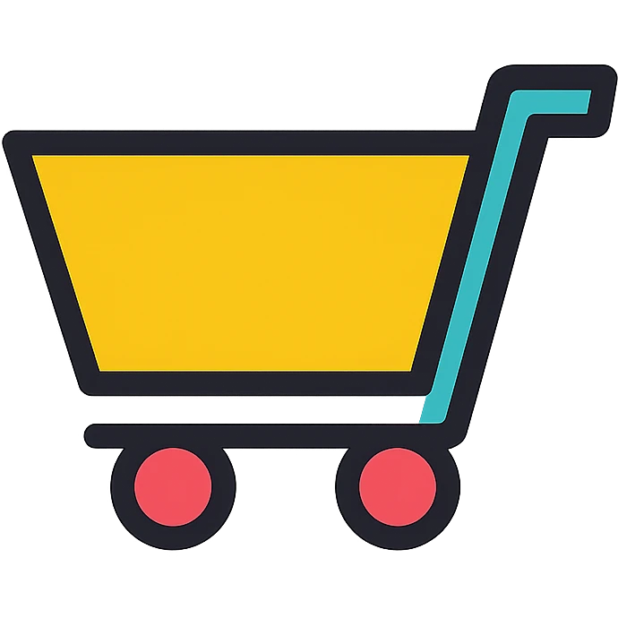 flat color grocery cart icon with bold outline, no text emoji