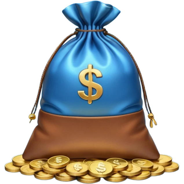 money bag on top of blue coins stack emoji