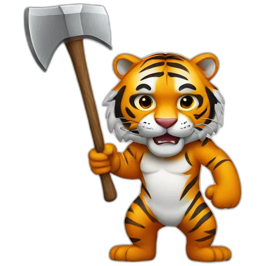 Tiger holding axe emoji