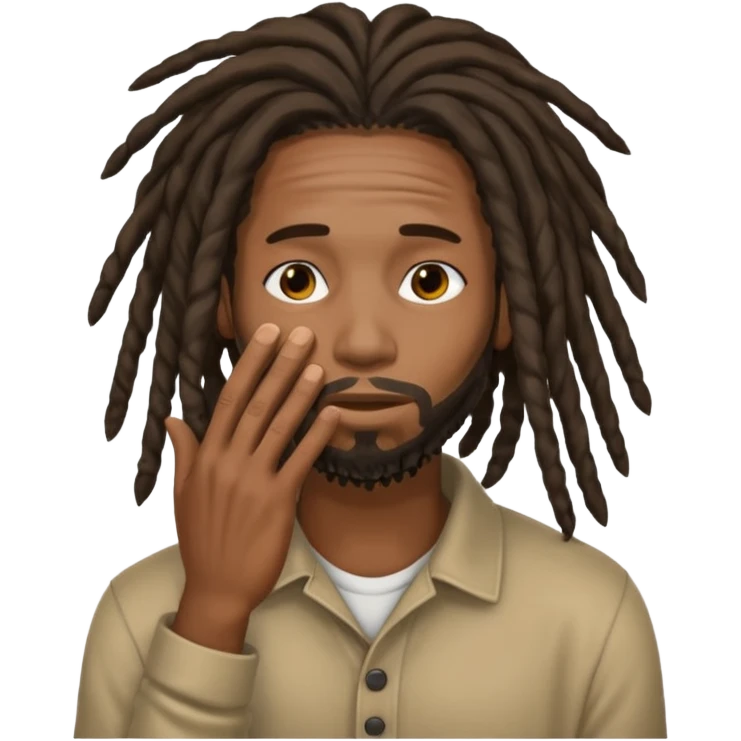 a black men with black long dreads that cover his face  emoji