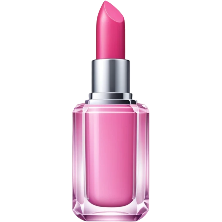 A glossy pink lipstick with a crystal-clear casing. emoji