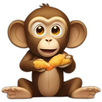 Monkey eating chicken emoji