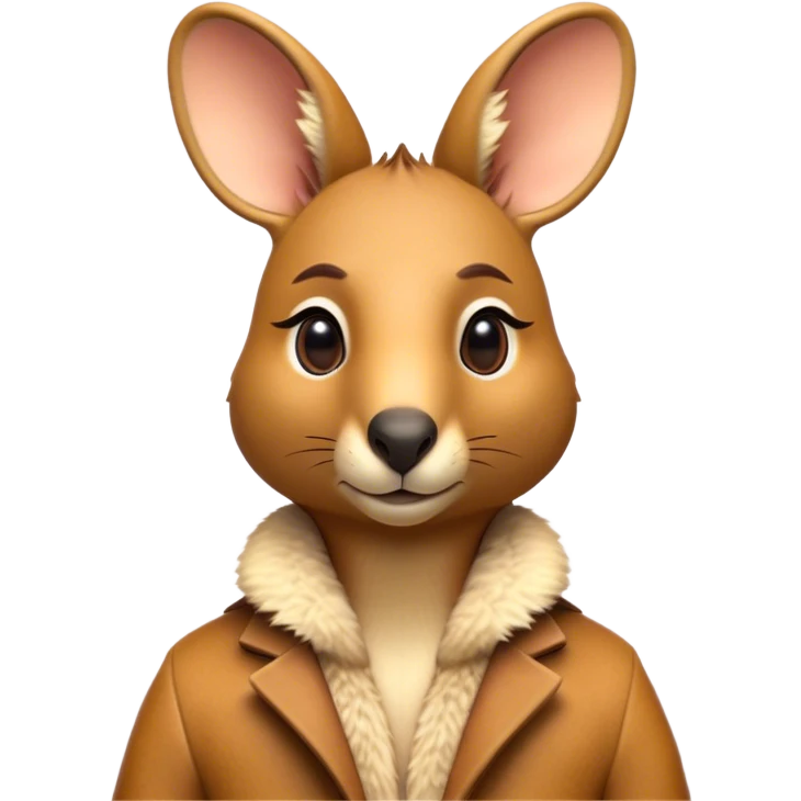 Cinematic Realistic Noble Kangaroo Portrait Emoji, Poised and dignified, with a strong, athletic build and a detailed, tawny coat rendered in natural fur texture, a distinctly elongated face with alert, expressive eyes and a subtle snout, high shine, intelligent and resolute, styled with an air of outback authority, focused and attentive, soft glowing outline, capturing the essence of a watchful and confident kangaroo that appears ready to bound out of the screen with effortless power! emoji