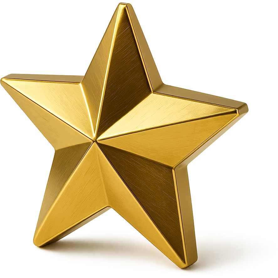 polished and sophisticated star-shaped award in white or silver, no text emoji