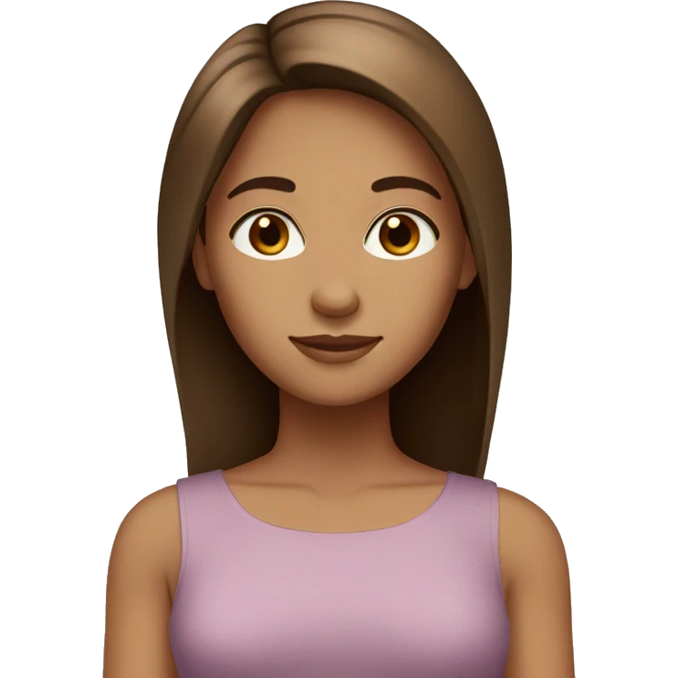 Brown haired girl with brown eyes and tan skin and straight hair emoji