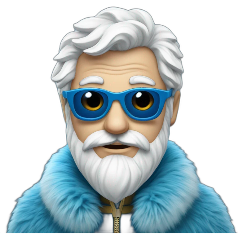 cool Father Frost in sunglasses glasses in a blue fur coat emoji