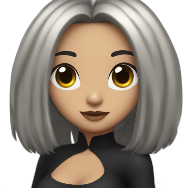 Thicc-goth-girl-with-black-hair-and-brown-eyes--dancing emoji