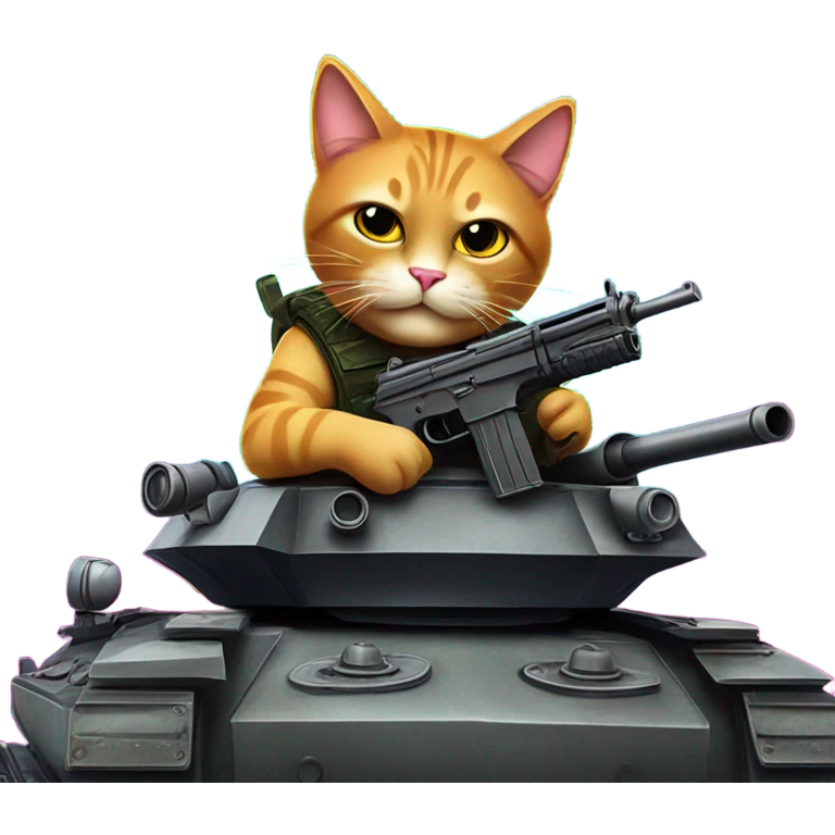Cat with gun and tank in nightclub emoji