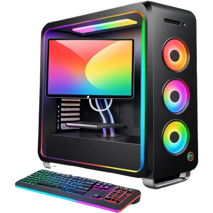 a black gaming pc with rgb lights  emoji