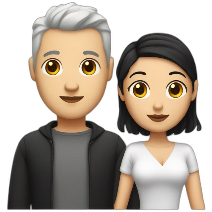love couple a white man with black buzz cut and a matt woman with wavy dark hair emoji