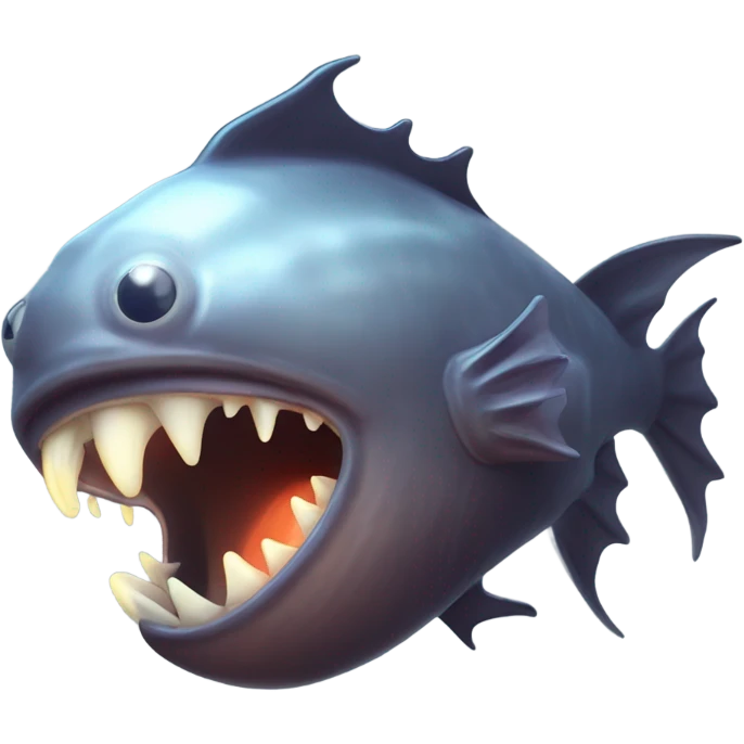 Anglerfish with glowing lure, sharp teeth, and big eyes. emoji