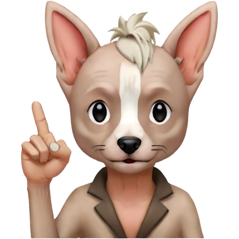 Chinese crested sticking up the middle finger  emoji