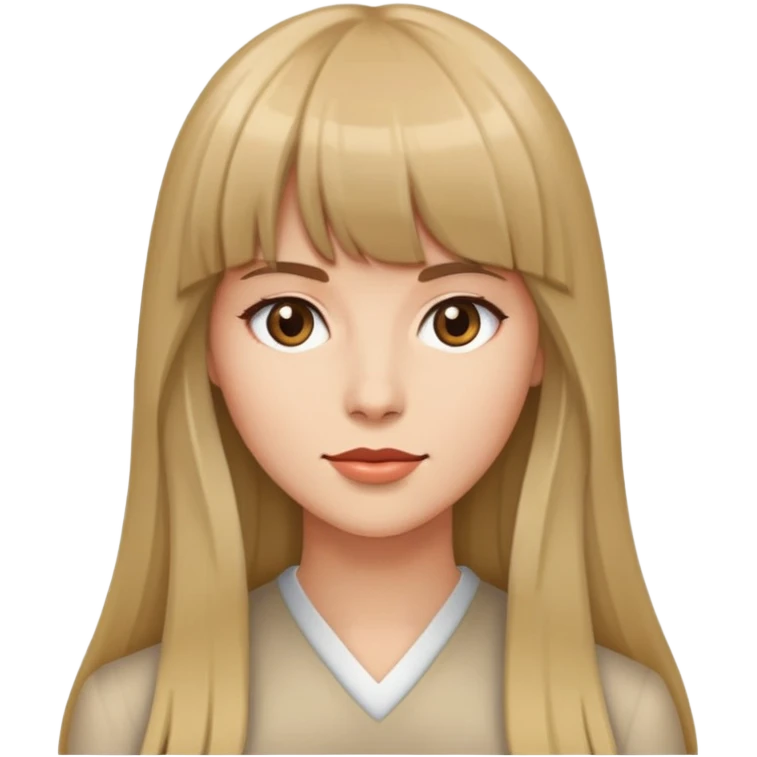 mujer de pelo largo y flequillo emoji