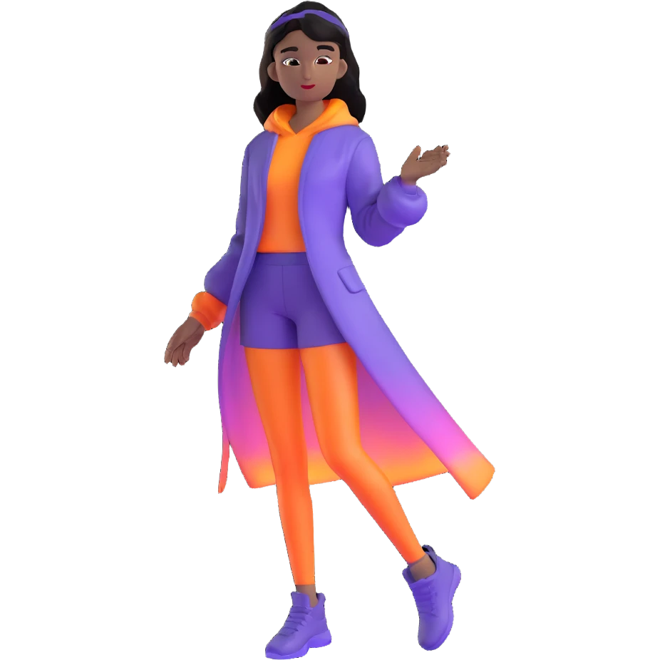girl in a fashionable outfit, glowing aura, looking empowered emoji