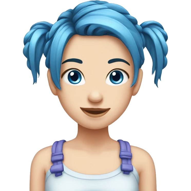 Long blue pigtails, fair skin, blue eyes emoji