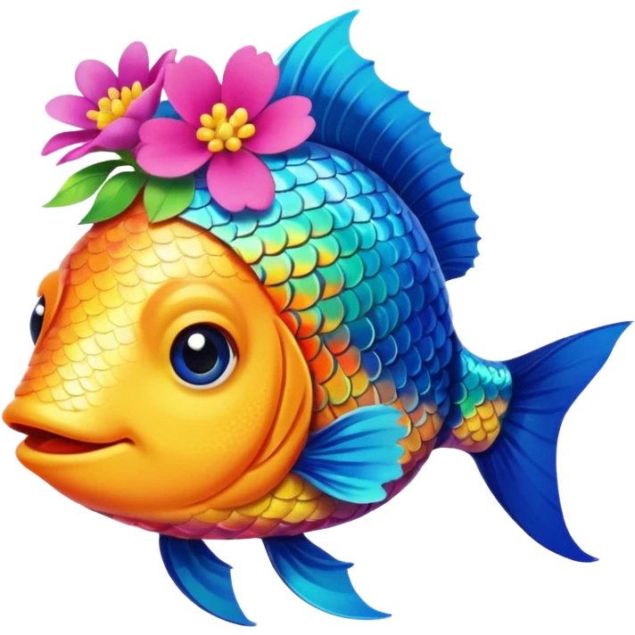 Couronne de fleur sur poisson emoji