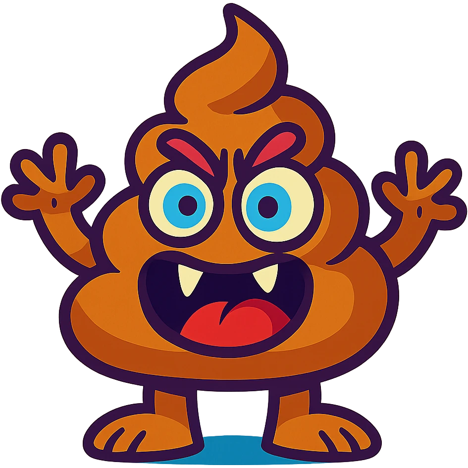 exaggerated features bright colors vibrant toon style poop monster emoji