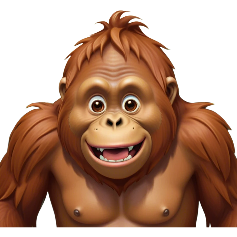 Cinematic Comical Orangutan Portrait Emoji, Head tilted dramatically with an exaggeratedly shocked expression, featuring a robust, animated face with wide, comically expressive eyes full of humorous disbelief, Simplified yet hilariously expressive features, highly detailed, glowing with a slightly sassy glow, high shine, dramatic yet playful, stylized with an air of quirky jungle attitude, soft glowing outline, capturing the essence of a meme-worthy orangutan that looks ready to side-eye its way into viral fame! emoji