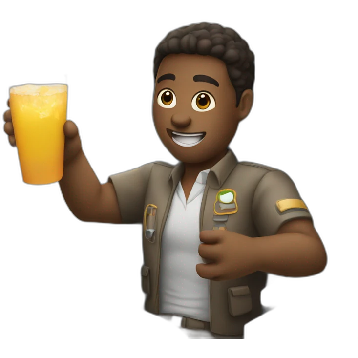 flying on a plane with a drink in hand emoji