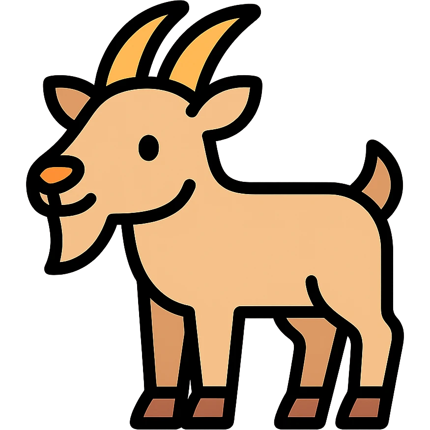 color outline icon of a goat emoji