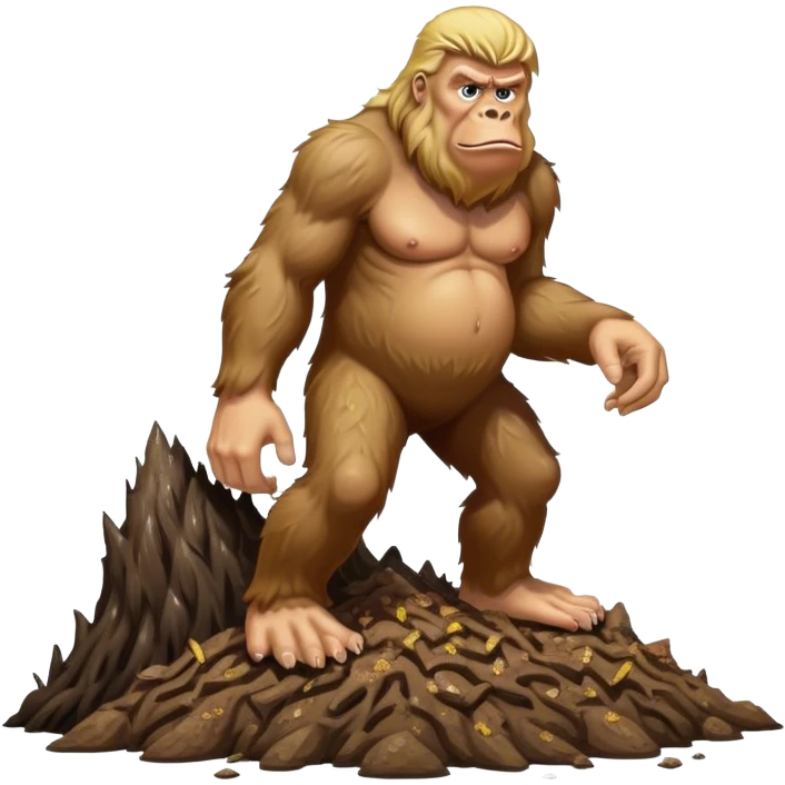 Bigfoot stomping on Big, ugly scowling  💩 looking like Donald Trump emoji