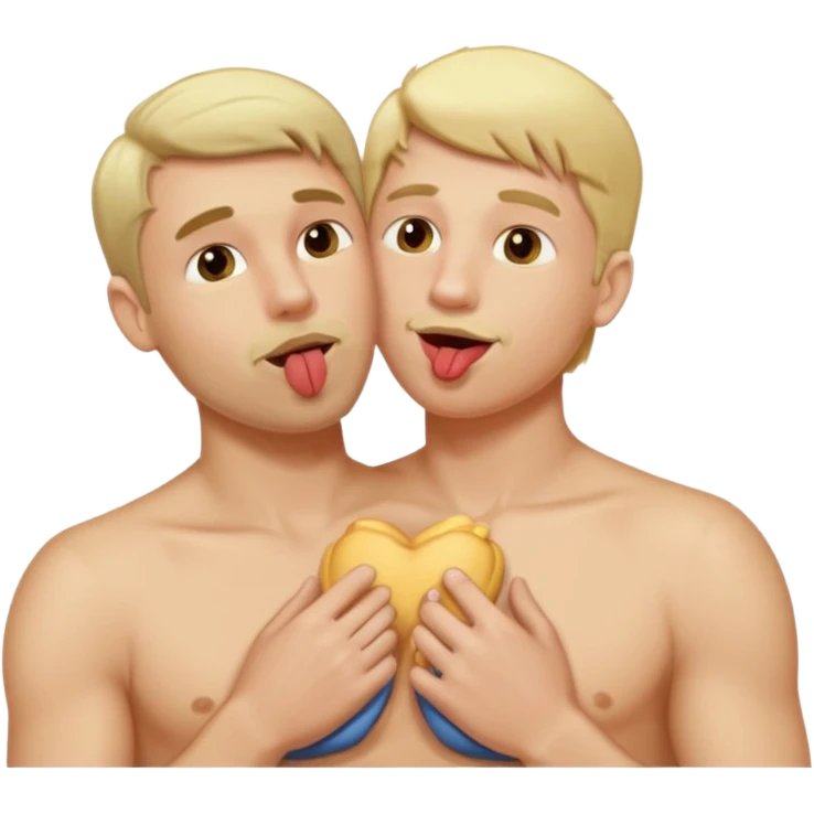 make an emoji of a man (no beard, blond) licking the chest of another blond man emoji