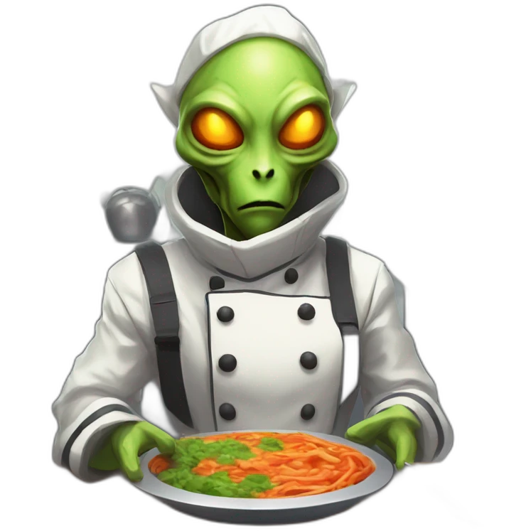alien chef scifi roguelike rpg style inspired by slay the spire digital art emoji