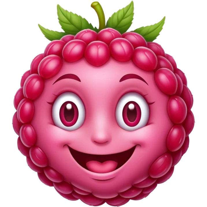 Friendly raspberry smiling emoji