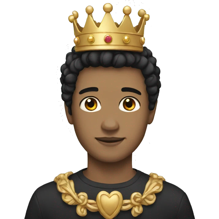 black hair, white boy with crown emoji