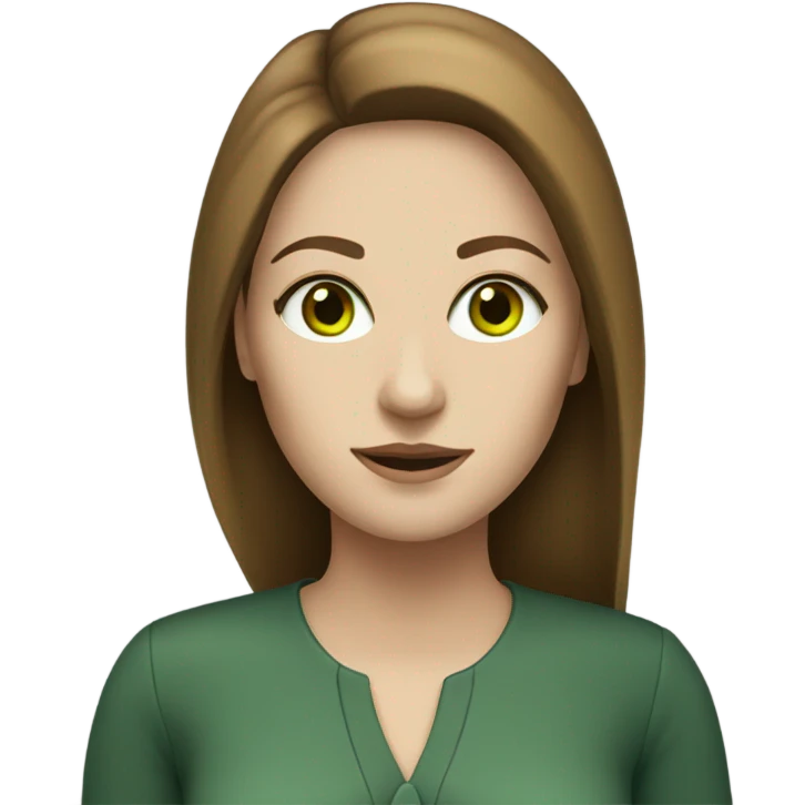 white female psychologist with brown hair and green eyes emoji
