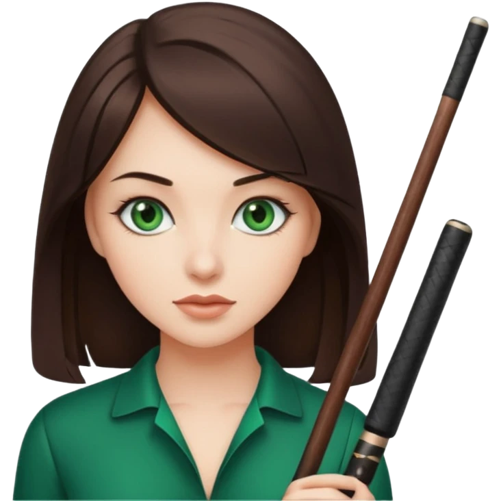 Beautiful brunette with pool cue emoji