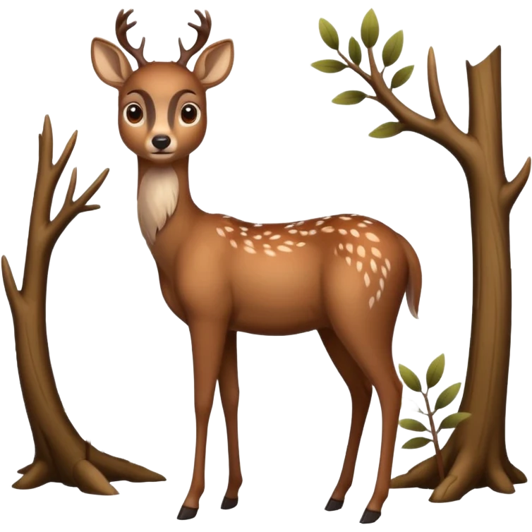 A gentle deer standing quietly under forest branches.











































 emoji