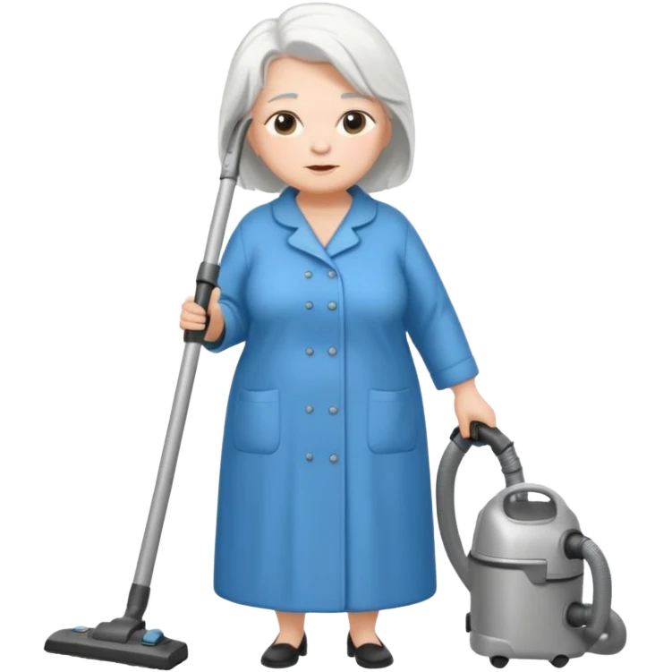 White hair older chubby ed lady vaccum emoji
