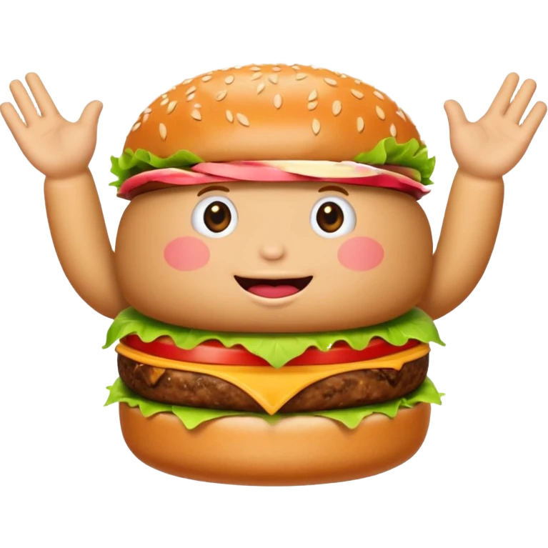 A living burger doing 67 gestures emoji
