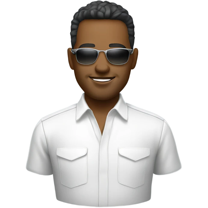 man in white shirt chrome sunglasses emoji