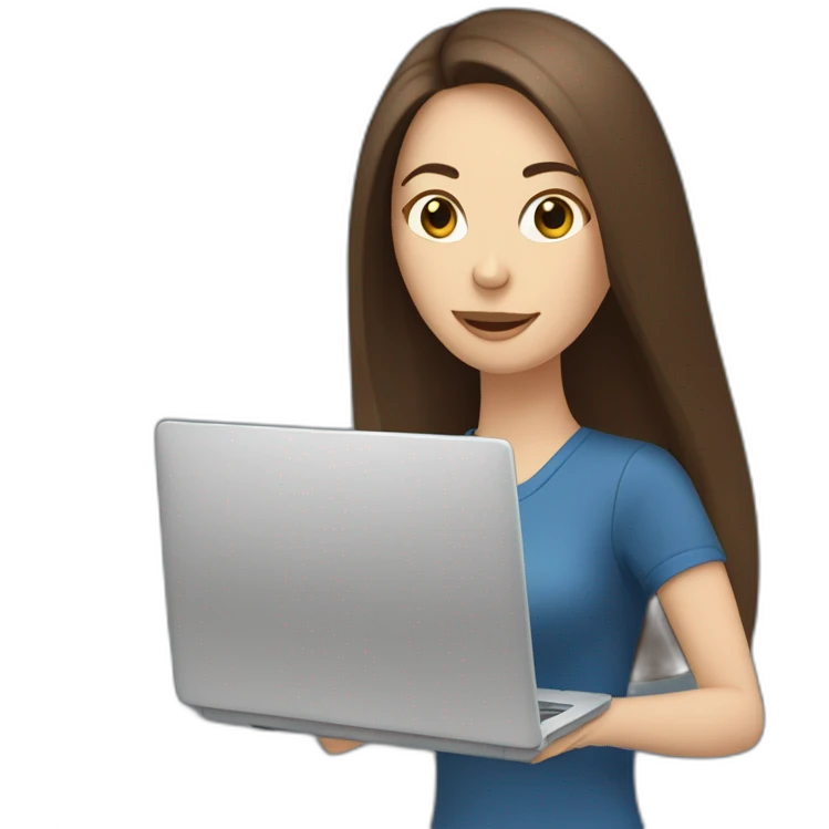 woman with long straight brown hair and pale skin throws laptop and a coffee mug in the air emoji