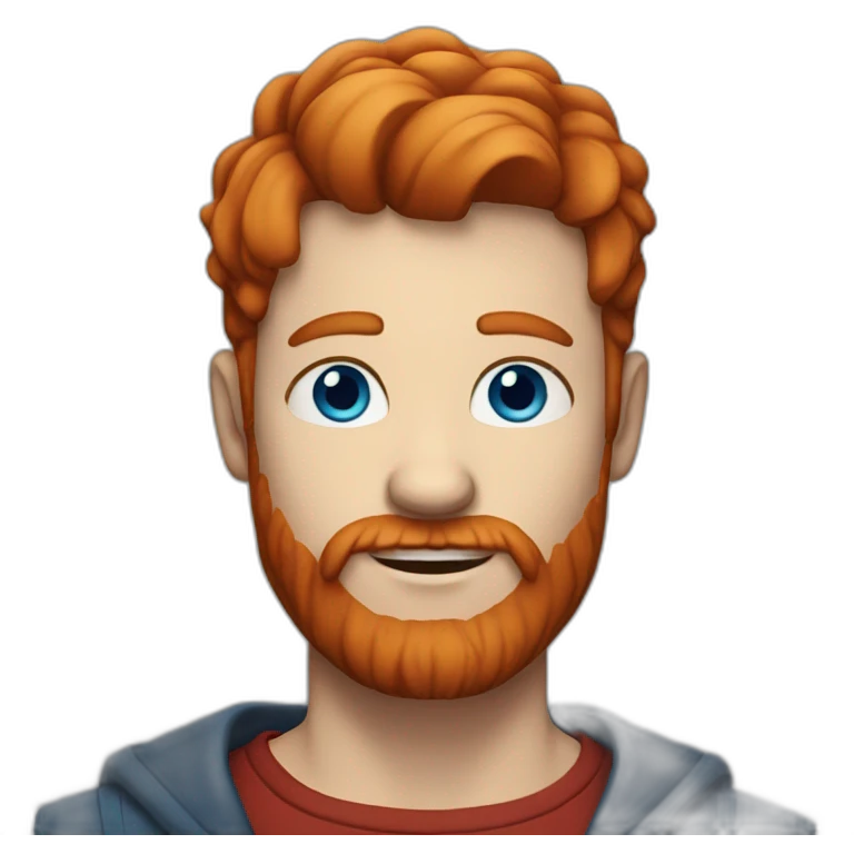 White man with  red hair and red beard with blue eyes emoji