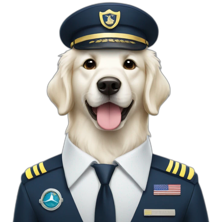 White golden retriever airline pilot emoji