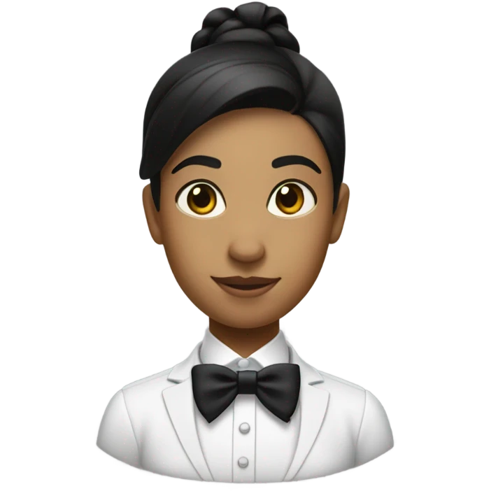 female butler with hair in ponytail emoji