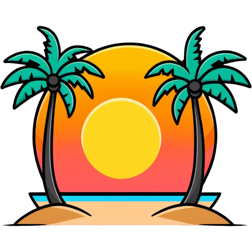 palm trees and sunset inspired by GTA 6 emoji