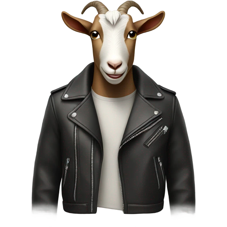 Goat wearing a leather jacket and winking  emoji