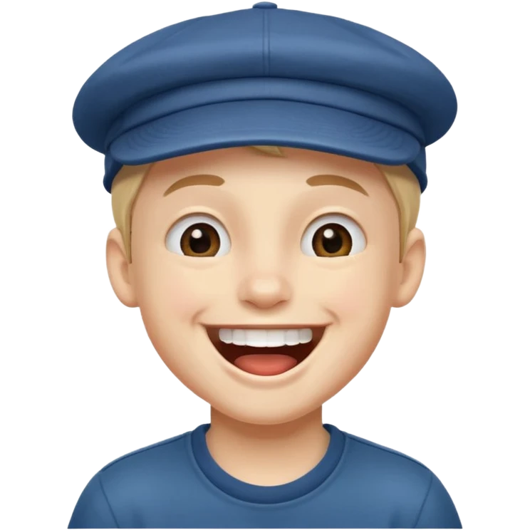 Un niño con gorra riendo emoji