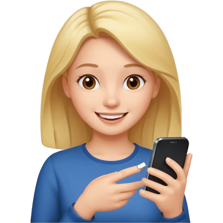 a girl on his phone with a happy face commenting on a post emoji