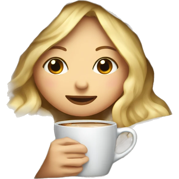 girl inside a blanket sipping coffee eyes closed blonde emoji